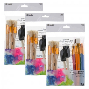 (3 St) Bazic Paint Brush Set 25 Pcs 