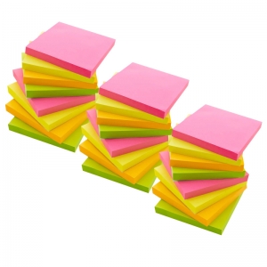 (3 PK) 3X3IN NEON ASST NOTES 12CT