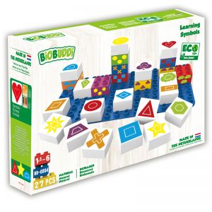 BiOBUDDi Learning Shapes - Biobased Recyclable Building Blocks, 27 Pieces