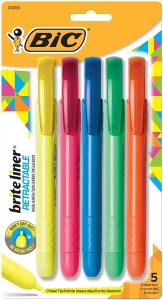 (6 Pk) Bic Brght Liner Highlighters 5 Per Pk Assorted