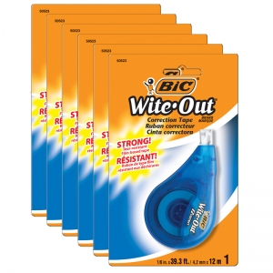 (6 Ea) Bic Wite Out Ez Correct Correction Tape Single