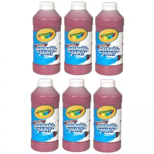 Washable Paint, Red, 16 oz. Bottles, Pack of 6