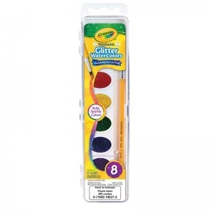 Crayola Washable Watercolors, Glitter, 8 colors per pack, Set of 6 packs