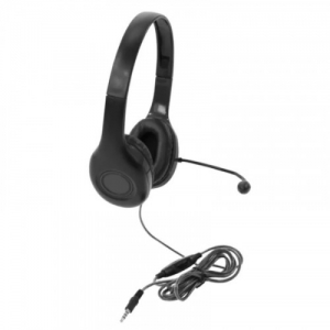 On-Ear Headset with Gooseneck Microphone, 3.5mm, Black