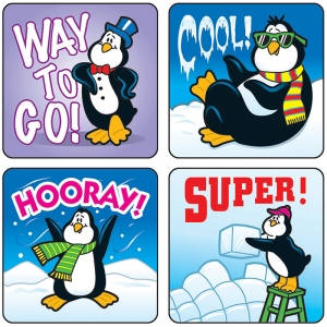 Penguins Motivational Stickers, 120 Per Pack, 12 Packs