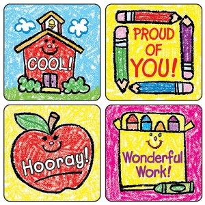 School Days: Kid-Drawn Motivational Stickers, 120 Per Pack, 12 Packs
