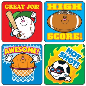 Sports Motivational Stickers, 120 Per Pack, 12 Packs