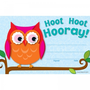 Hoot Hoot Hooray! Recognition Awards, 5.5" x 8.5", Pack of 30