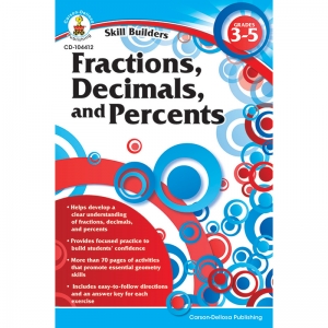 Skill Builders Fractions, Decimals, and Percents Workbook, Grade 3-5, Pack of 6