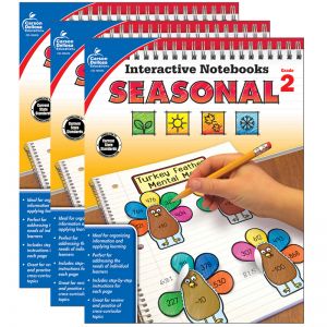 Interactive Notebooks: Seasonal Resource Book, Grade 2, Pack of 3