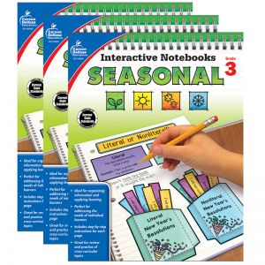 Interactive Notebooks: Seasonal Resource Book, Grade 3, Pack of 3
