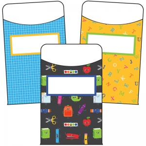 (3 PK) SCHOOL TOOLS LIBRARY POCKET GR PK-8