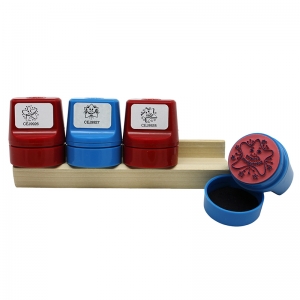Spanish Incentive Self-Inking Jumbo Stampers Kit with Desk Caddy, 4 Stamps Per Set, 2 Sets