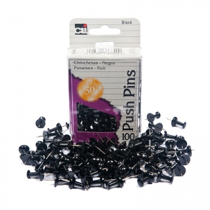 Push Pins, Black, 100/Pack