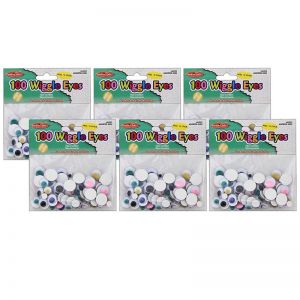 Wiggle Eyes, Peel'n Stick, Assorted Colors and Sizes, 100 Per Bag, 6 Bags