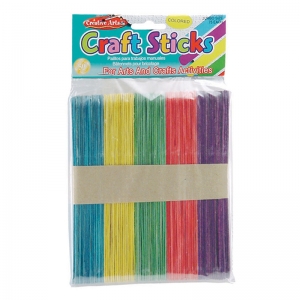 Creative Arts Craft Sticks - Jumbo Size - Colored - 6" X 3/4" - 75/Bg