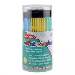 Creative Arts Plastic Artist Brushes, Assorted Colors, 144 Per Tub