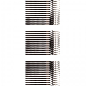 Lanyards, Black, Pack of 12 Per Pack, 3 Packs
