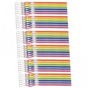Assorted Neon Nylon Lanyards, 12 Per Pack, 3 Packs