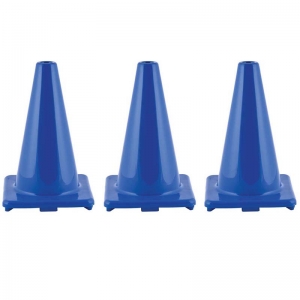 (3 Ea) Flexible Vinyl Cone 12in Blu Weighted