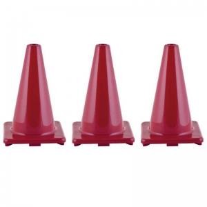 (3 Ea) Flexible Vinyl Cone 12in Red Weighted