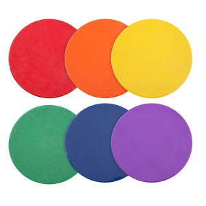 Round Poly Spot Markers, 10", 6 Assorted Colors