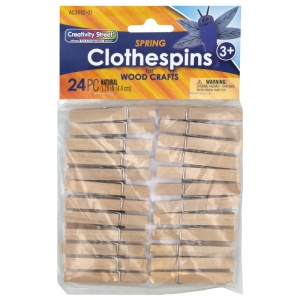 Spring Clothespins, Natural, 1.75", 24 Pieces