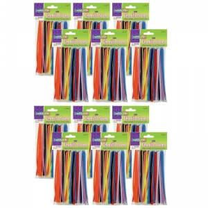 (12 Pk) Chenille Stems Asstd 6in Stems 100 Per Pk