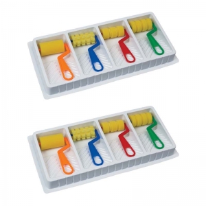 Foam Pattern Rollers and Tray, 4 Assorted Patterns, 8-1/2" x 17" Tray, 2 Sets