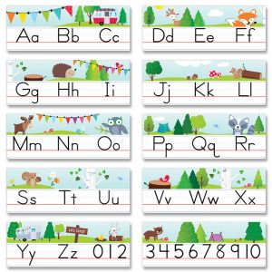 Woodland Friends Traditional Manuscript Alphabet Line Bulletin Board Set, 2 Sets