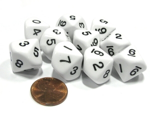 10-Sided Polyhedra Dice, 12 Per Pack, 3 Packs