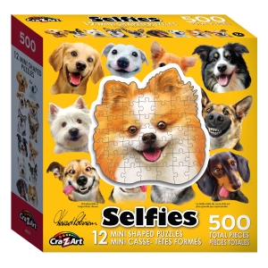 Dog Selfies Mini Shaped Puzzle Set, 12 Puzzles