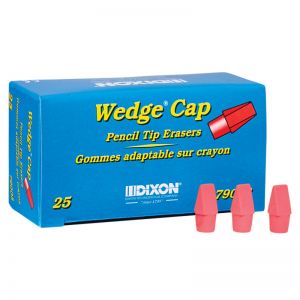 Wedge Pencil Cap Erasers, Pink, Pack of 25