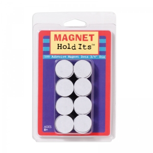 Adhesive Magnet Dots, 3/4" Diameter, Pack of 100