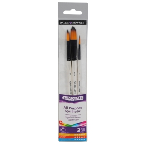 Graduate Watercolor Brush Set, Synthetic, 3 Pieces