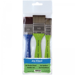 FIT Synthetics & FORTE Basic Hobby Brushes, Synthetic, Acrylic & Tempera, Mottler, Assorted, 3 Brush Set