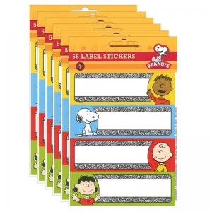 Peanuts Composition Label Stickers, 56 Per Pack, 6 Packs