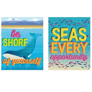 Seas the Day Motivational Mini Poster Set, 8 Posters