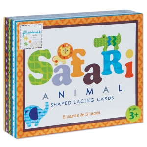 SAFARI SHAPED LACING CARDS  ENGLISH/SPANISH/FRENCH