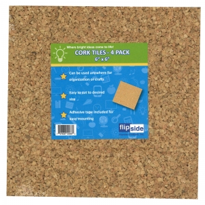 Cork Tiles, 6" x 6", Set of 4
