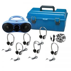 CD/FM/BLUETOOTH MEDIA PLAYER & 6 STATION LISTENING CENTR HEADPHONES