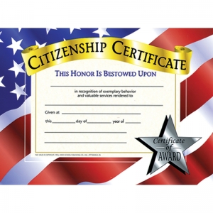 Citizenship Certificate, 8.5" x 11", Pack of 30