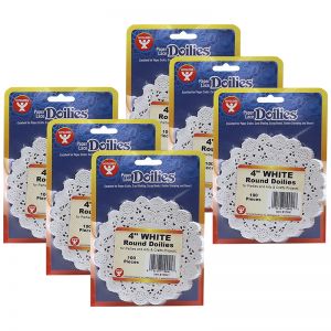 Round Paper Lace Doilies, White, 4", 100 Per Pack, 6 Packs