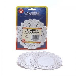 (6 PK) DOILIES 4 WHITE ROUND