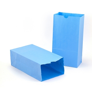 Gusseted Paper Bags, #6 (6" x 3.5" x 11"), Blue, 50 Per Pack, 2 Packs