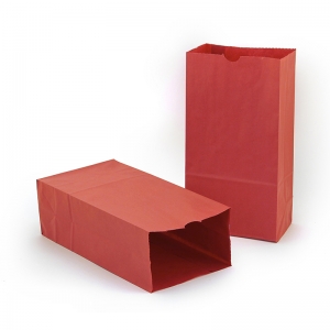 Gusseted Paper Bags, #6 (6" x 3.5" x 11"), Red, Pack of 50