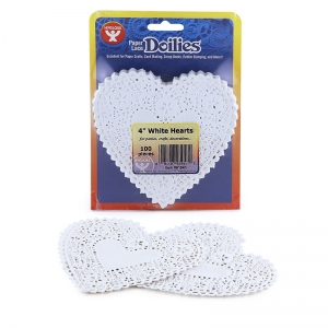 (5 PK) DOILIES 4 WHITE HEARTS