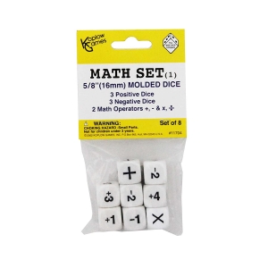 Positive/Negative Dice Set, 8 Per Set, 6 Sets