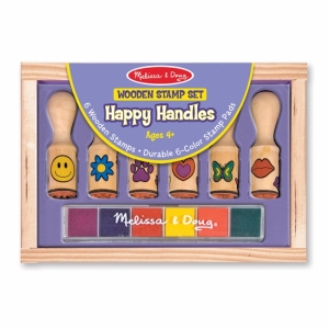 Happy Handle Wooden Stamp Set, 6 Stamps & Stamp Pad Per Set, 2 Sets