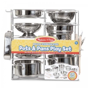 Deluxe Stainless Steel Pots & Pans Play Set